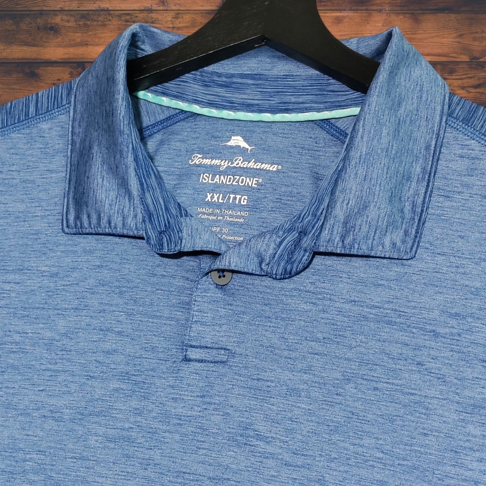 Tommy‎ Bahama Delray IslandZone Polo Golf Shirt Mens XXL Blue Performance UPF 30